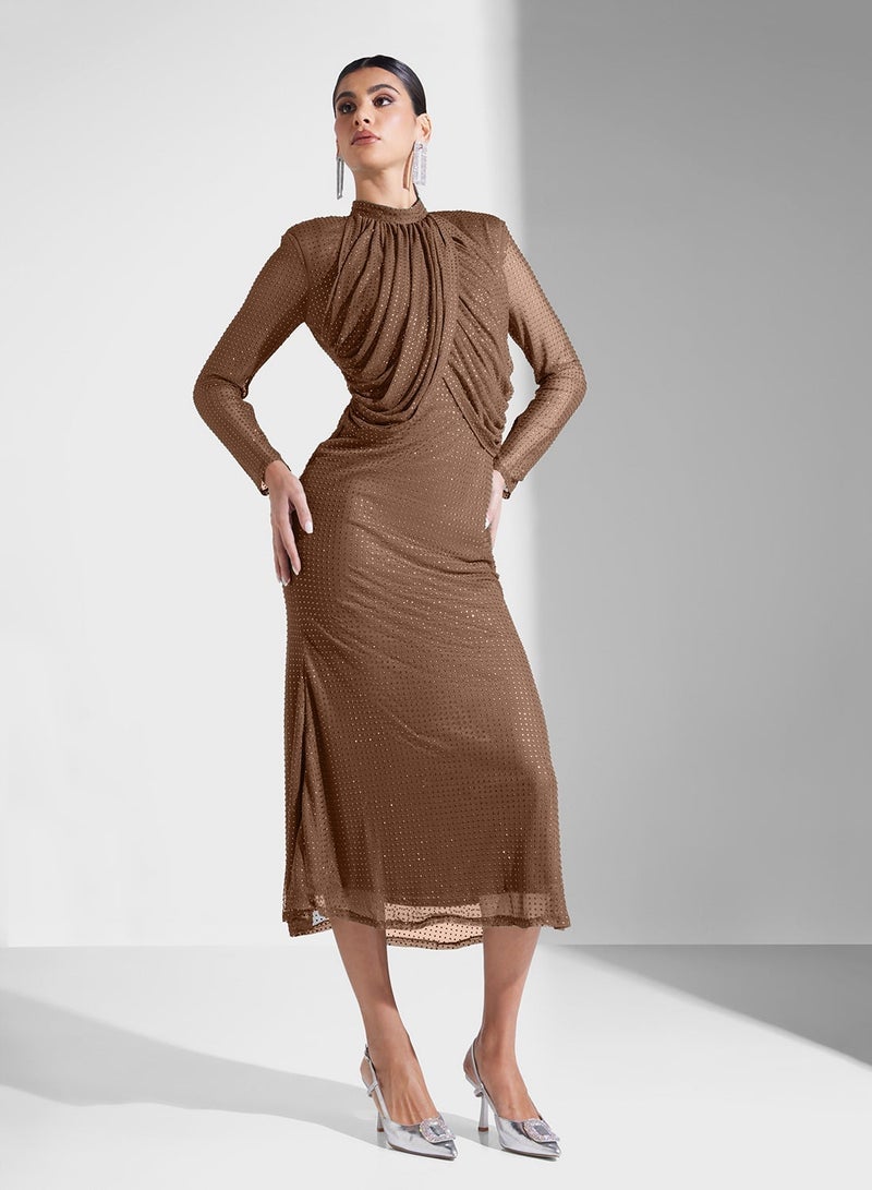 Threadz by Ajooni Embellished Hot Fix Midi Dress - Image 4